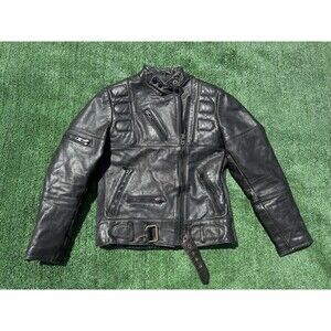 Vintage 80s Schott Sportswear Silver Tab Leather Padded Motorcycle Jacket XS/S
